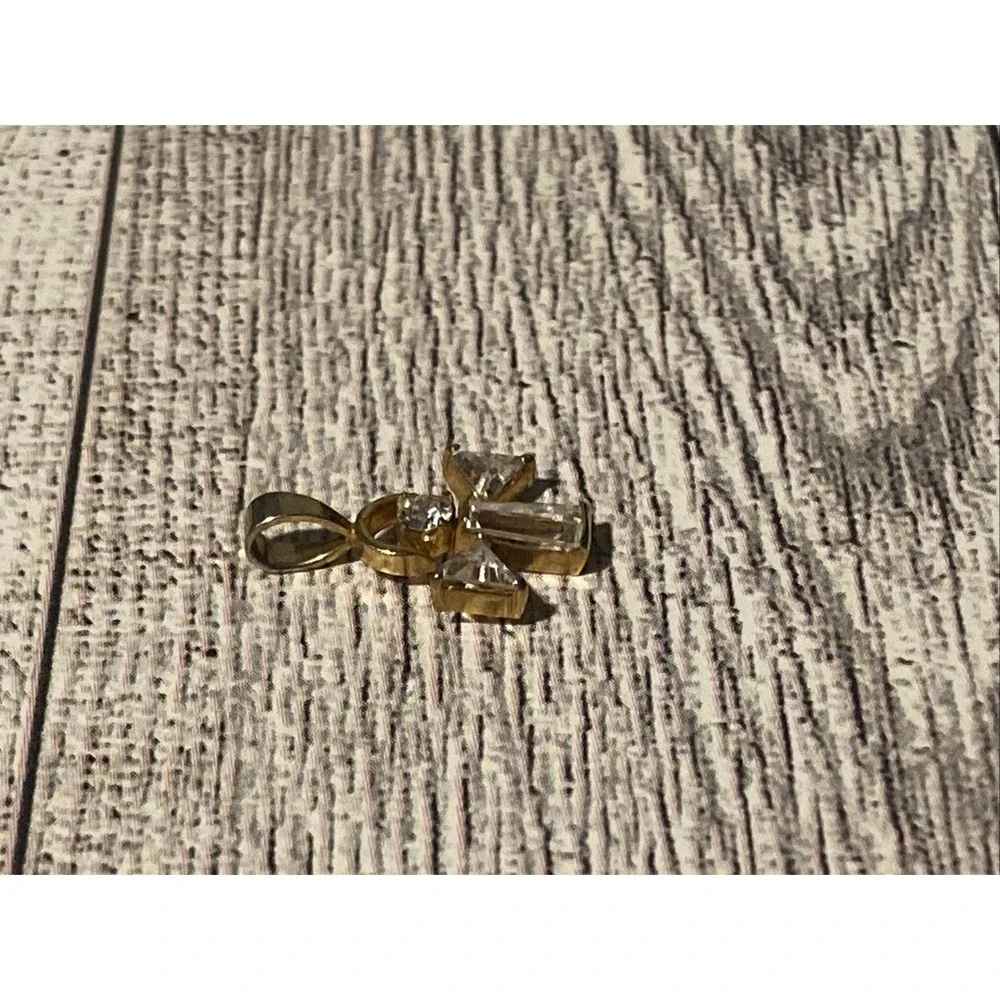 Vintage 14K Gold Filled Rhinestone Angel Cross Pendant 3/4" Guardian Angel - Picture 5 of 10